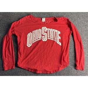 Victoria Secret PINK Ohio State Buckeyes Long Sleeve Shirt Oversized Red Mens M